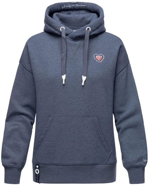 Navahoo Goldfee Damen Sweater mit Kapuze Pullover Sweatshirt Blue-Mel.-Gr.XL