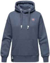 Navahoo Goldfee Damen Sweater mit Kapuze Pullover Sweatshirt Blue-Mel.-Gr.XL