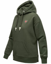 Navahoo Goldfee Damen Sweater mit Kapuze Pullover Sweatshirt Olive-Gr.XL