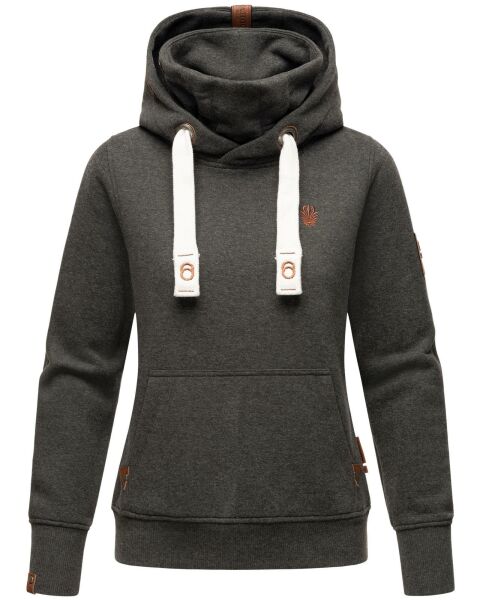 Navahoo Raniaa Damen Sweatshirt Hoodie Pullover Pulli Sweater Kapuze Dunkelgrau - Melange Größe L - Gr. 40