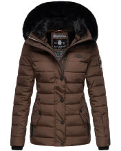 Navahoo Milianaa Winter Jacke Stepp Kurzjacke gefüttert Kapuze Kunstfell Schoko Größe XS - Gr. 34