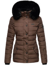 Navahoo Milianaa Winter Jacke Stepp Kurzjacke gefüttert Kapuze Kunstfell Schoko Größe XS - Gr. 34