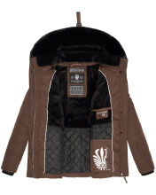 Navahoo Milianaa Winter Jacke Stepp Kurzjacke gefüttert Kapuze Kunstfell Schoko Größe XS - Gr. 34