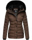 Navahoo Milianaa Winter Jacke Stepp Kurzjacke gefüttert Kapuze Kunstfell Schoko Größe XS - Gr. 34