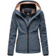 Marikoo Erdbeere Damen Übergangsjacke leicht gefüttert mit Kapuze Dusty Blue Größe L - Gr. 40