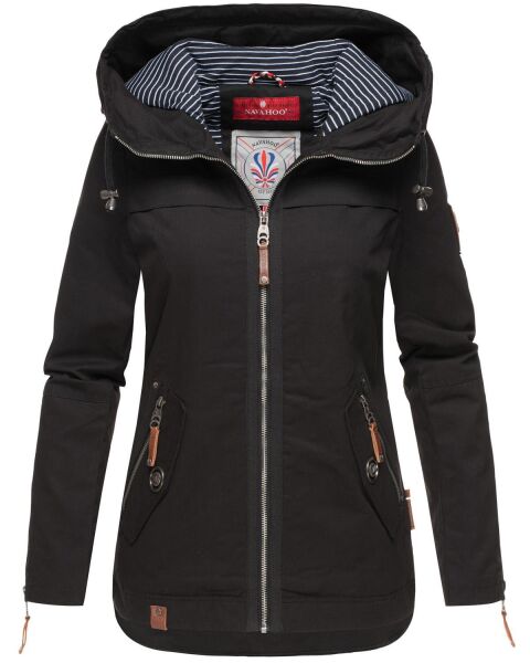 Navahoo Wekoo Damen Übergangsjacke mit Kapuze Schwarz  Größe XXXL - Gr. 46