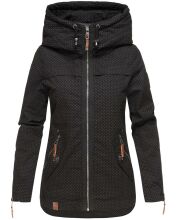 Navahoo Wekoo Damen Übergangsjacke mit Kapuze Schwarz Muster Größe XXXL - Gr. 46