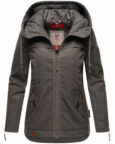 Navahoo Wekoo Damen Übergangsjacke mit Kapuze Anthrazit Muster Größe S - Gr. 36