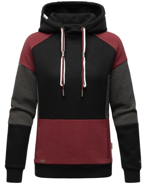 Navahoo Babykätzchen Damen Blocking Color Hoodie Kapuzenpullover Schwarz-Gr.XS