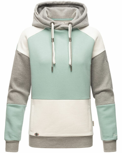 Navahoo Babykätzchen Damen Blocking Color Hoodie Kapuzenpullover Mint-Mel-Gr.XS