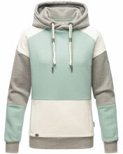 Navahoo Babykätzchen Damen Blocking Color Hoodie Kapuzenpullover Mint-Mel-Gr.XS