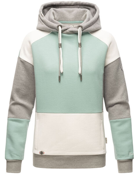 Navahoo Babykätzchen Damen Blocking Color Hoodie Kapuzenpullover Mint-Mel-Gr.XL