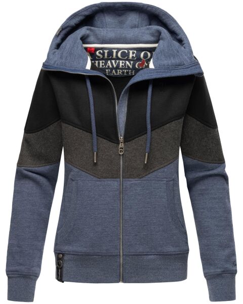 Navahoo Honigperle Damen Sweatjacke Blau-Mel.-Gr.XL