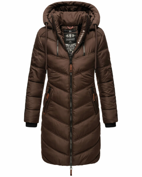 Marikoo Armasa lange Damen Winter Steppjacke Dunkel Schoko Größe M - Gr. 38