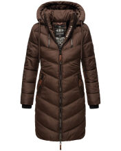 Marikoo Armasa lange Damen Winter Steppjacke Dunkel Schoko Größe M - Gr. 38