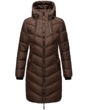 Marikoo Armasa lange Damen Winter Steppjacke Dunkel Schoko Größe M - Gr. 38