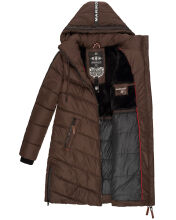 Marikoo Armasa lange Damen Winter Steppjacke Dunkel Schoko Größe L - Gr. 40