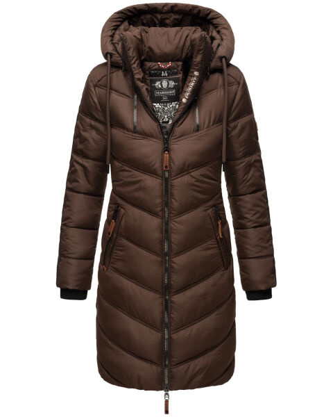 Marikoo Armasa lange Damen Winter Steppjacke Dunkel Schoko Größe XL - Gr. 42