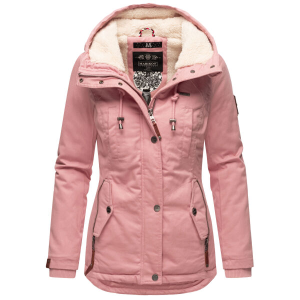 Marikoo Bikoo Damen gefütterte Winterjacke mit Teddyfell Powder Rose Größe S - Gr. 36
