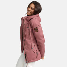 Marikoo Bikoo Damen gefütterte Winterjacke mit Teddyfell Terracotta Größe L - Gr. 40