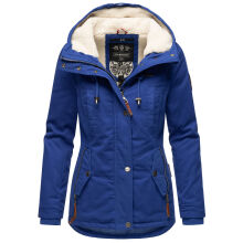 Marikoo Bikoo Damen gefütterte Winterjacke mit Teddyfell Blue Jean Größe L - Gr. 40
