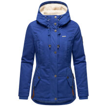 Marikoo Bikoo Damen gefütterte Winterjacke mit Teddyfell Blue Jean Größe L - Gr. 40