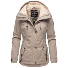 Marikoo Bikoo Damen gefütterte Winterjacke mit Teddyfell Hellgrau Größe S - Gr. 36