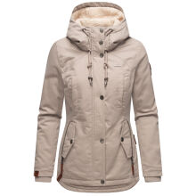 Marikoo Bikoo Damen gefütterte Winterjacke mit Teddyfell Hellgrau Größe S - Gr. 36