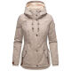 Marikoo Bikoo Damen gefütterte Winterjacke mit Teddyfell Hellgrau Größe L - Gr. 40