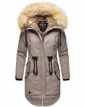 Navahoo Bombii Damen Winterjacke lang mit Kunstfell Zink Grau Größe S - Gr. 36