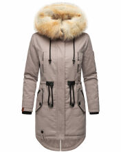 Navahoo Bombii Damen Winterjacke lang mit Kunstfell Zink Grau Größe S - Gr. 36