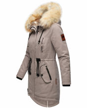 Navahoo Bombii Damen Winterjacke lang mit Kunstfell Zink Grau Größe S - Gr. 36