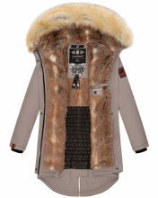 Navahoo Bombii Damen Winterjacke lang mit Kunstfell Zink Grau Größe S - Gr. 36
