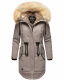 Navahoo Bombii Damen Winterjacke lang mit Kunstfell Zink Grau Größe S - Gr. 36