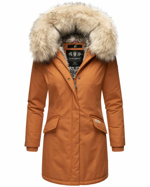 Navahoo Cristal Damen Winterjacke Parka mit Kunstfell Cinnamon Gr.M