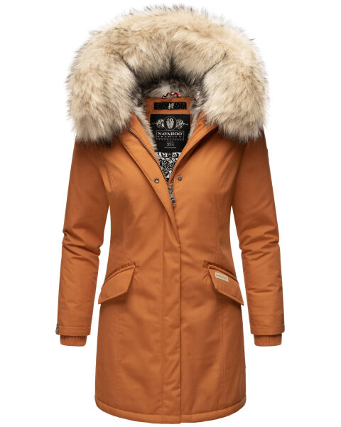 Navahoo Cristal Damen Winterjacke Parka mit Kunstfell Cinnamon Gr.L