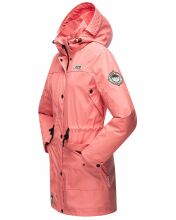 Navahoo Deike Damen Regenjacke Regenmantel lang Teddyfell Rose Coral Größe L - Gr. 40