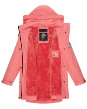 Navahoo Deike Damen Regenjacke Regenmantel lang Teddyfell Rose Coral Größe L - Gr. 40