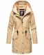 Navahoo Deike Damen Regenjacke Regenmantel lang Teddyfell Beige Größe XS - Gr. 34