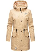 Navahoo Deike Damen Regenjacke Regenmantel lang Teddyfell Beige Größe XL - Gr. 42