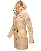Navahoo Deike Damen Regenjacke Regenmantel lang Teddyfell Beige Größe XL - Gr. 42