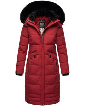 Navahoo Fahmiyaa Damen lange Winterjacke mit Kapuze Blood Red Größe M - Gr. 38