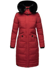 Navahoo Fahmiyaa Damen lange Winterjacke mit Kapuze Blood Red Größe M - Gr. 38
