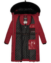 Navahoo Fahmiyaa Damen lange Winterjacke mit Kapuze Blood Red Größe M - Gr. 38