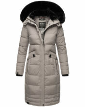Navahoo Fahmiyaa Damen lange Winterjacke mit Kapuze Zink Grau Größe S - Gr. 36