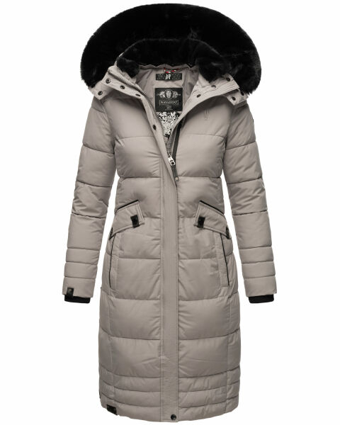 Navahoo Fahmiyaa Damen lange Winterjacke mit Kapuze Zink Grau Größe M - Gr. 38