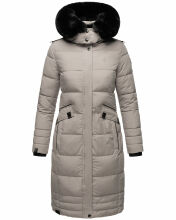 Navahoo Fahmiyaa Damen lange Winterjacke mit Kapuze Zink Grau Größe M - Gr. 38