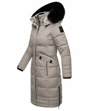 Navahoo Fahmiyaa Damen lange Winterjacke mit Kapuze Zink Grau Größe M - Gr. 38