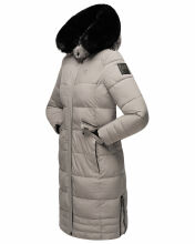 Navahoo Fahmiyaa Damen lange Winterjacke mit Kapuze Zink Grau Größe M - Gr. 38