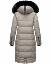 Navahoo Fahmiyaa Damen lange Winterjacke mit Kapuze Zink Grau Größe M - Gr. 38